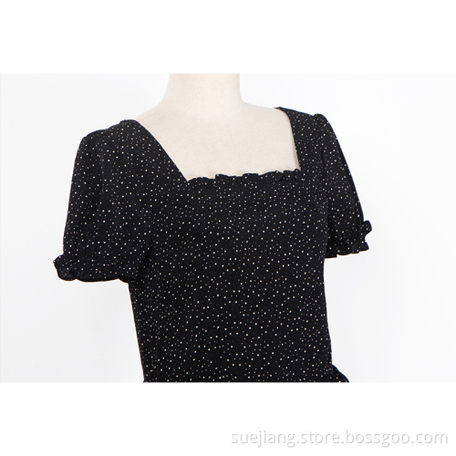 Women/Girt Dot Chiffon Lace Casual Shout Sleeve Top